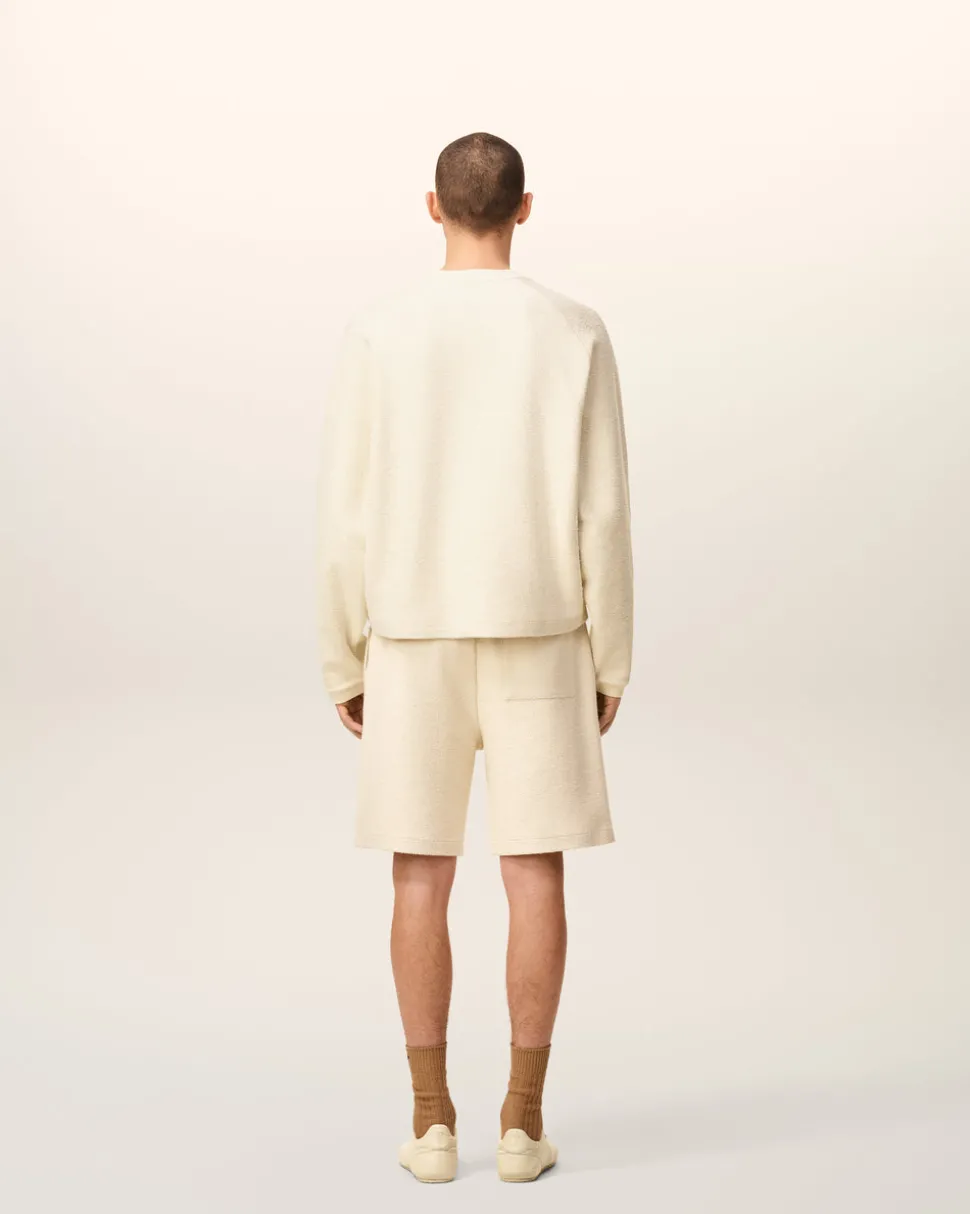 Sweatshirt Blanc Col Rond Manches Raglan En Coton