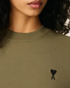 Sweatshirt Vert Ami De Coeur Contrasté En Coton