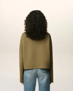 Sweatshirt Vert Ami De Coeur Contrasté En Coton