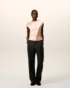 Top Sans Manches Avec Details Bords Francs