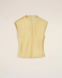 Top Vert Sans Manches En Satin