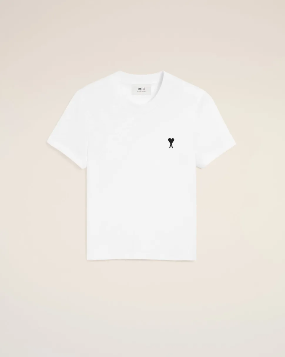 T-shirt Blanc Ami De Coeur Croppé En Coton