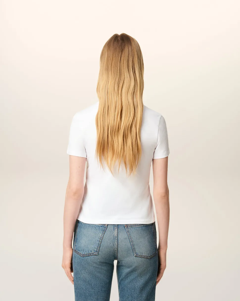 T-shirt Blanc Ami De Coeur Croppé En Coton