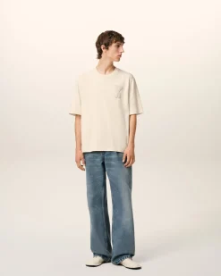 T-Shirt Beige Patch Ami de Coeur En Coton