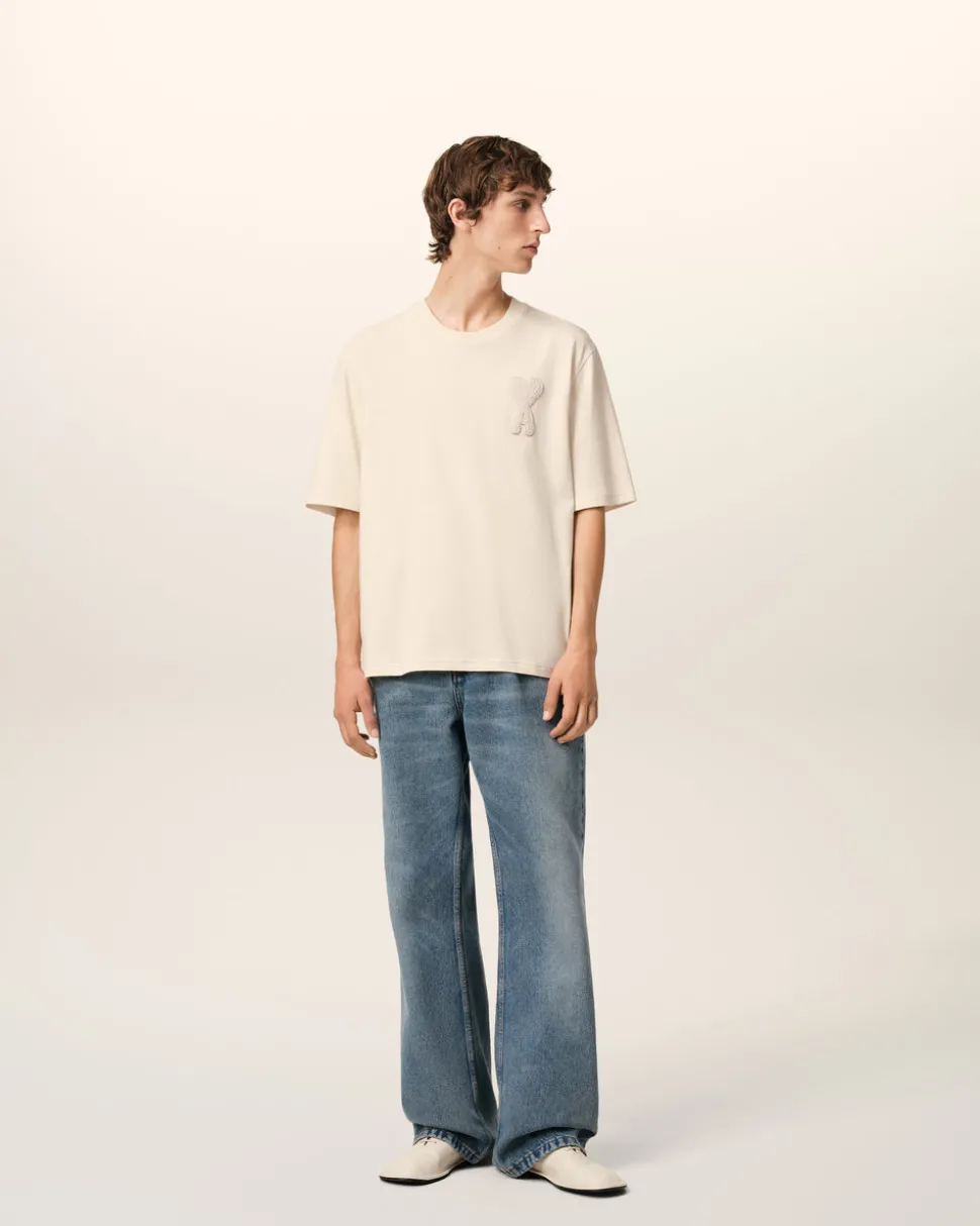 T-Shirt Beige Patch Ami de Coeur En Coton