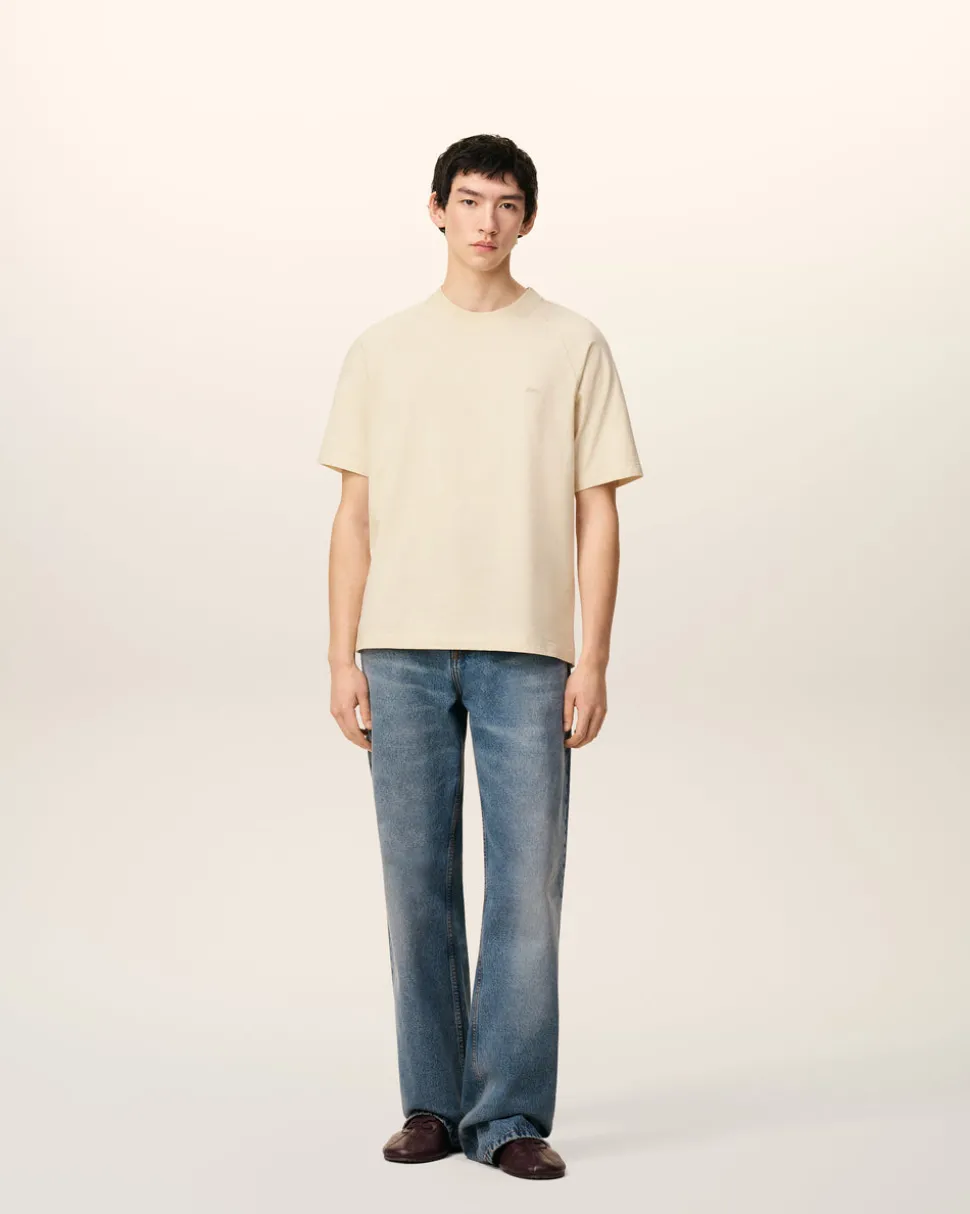 T-shirt Blanc Manches Courtes En Coton