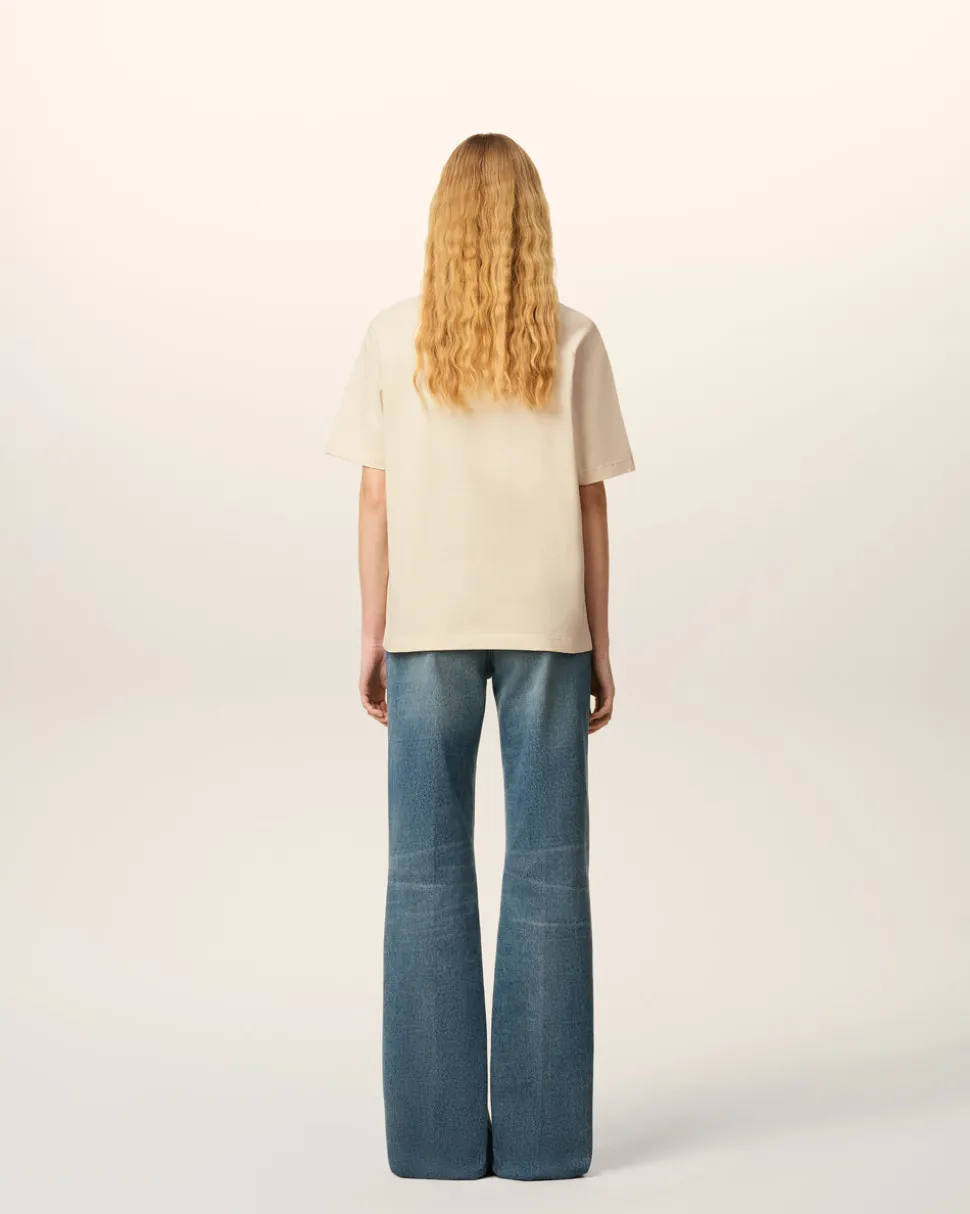 T-shirt Blanc Manches Courtes En Coton