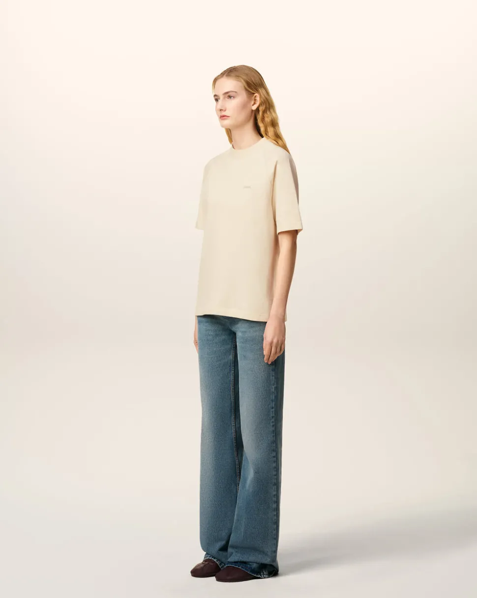 T-shirt Blanc Manches Courtes En Coton