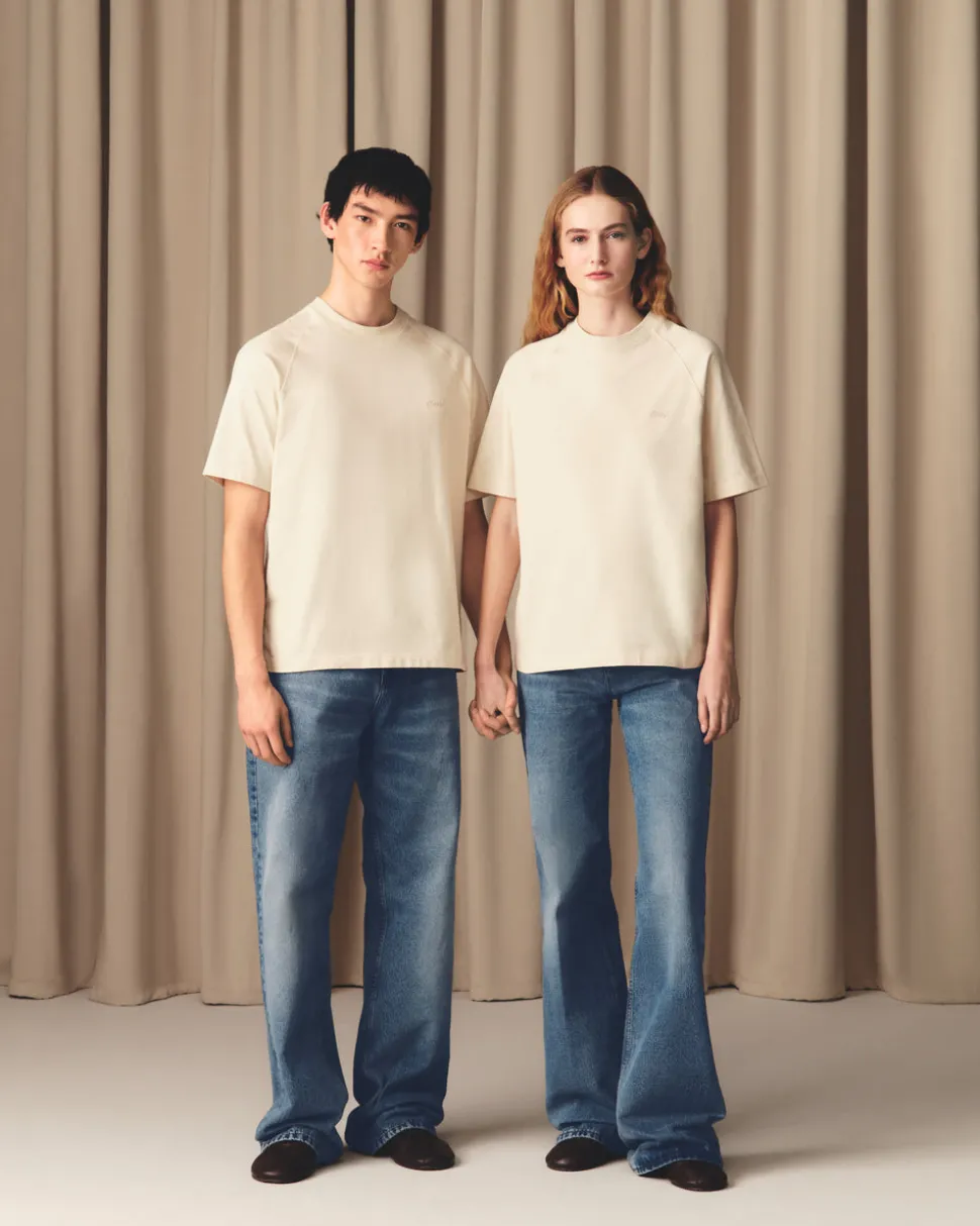 T-shirt Blanc Manches Courtes En Coton