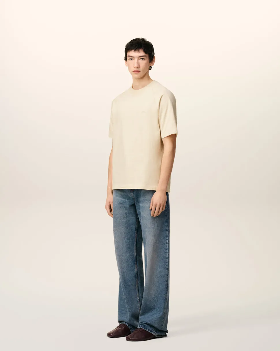 T-shirt Blanc Manches Courtes En Coton