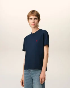 T-shirt Bleu Ami De Coeur En Coton Biologique