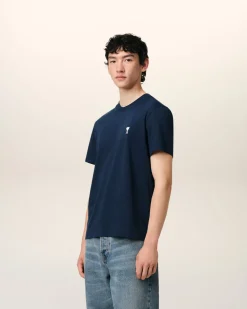 T-Shirt Bleu Marine Ami de Coeur En Coton