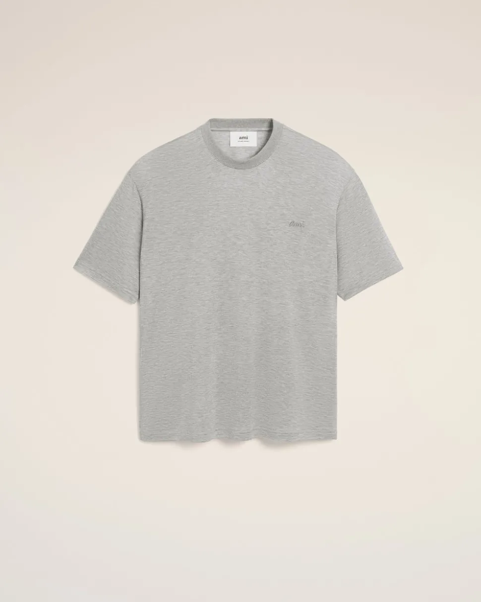 T-shirt Gris Manches Courtes En Coton