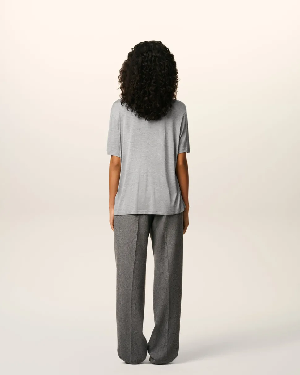 T-shirt Gris Manches Courtes En Coton