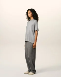 T-shirt Gris Manches Courtes En Coton