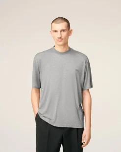 T-shirt Gris Manches Courtes En Coton