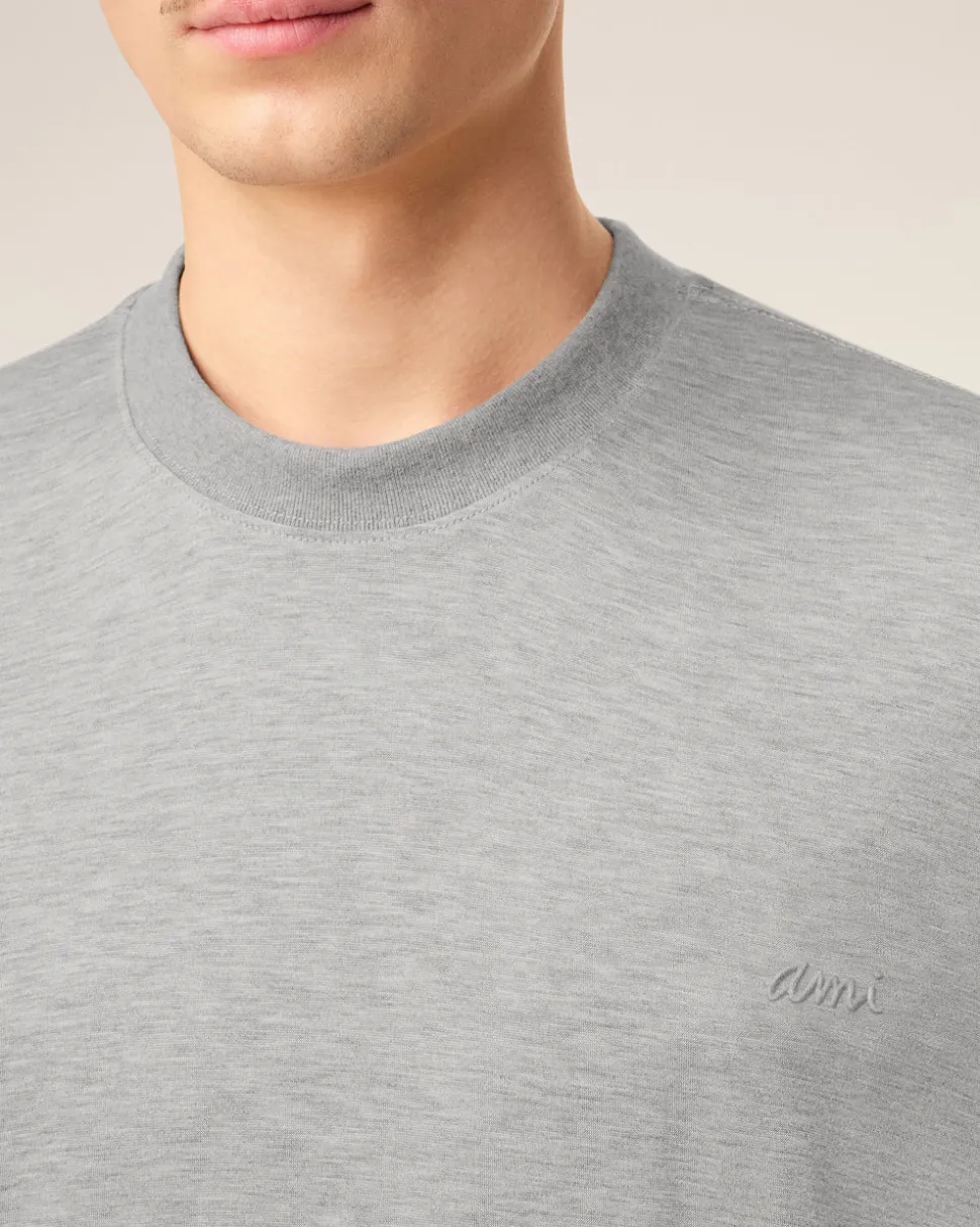 T-shirt Gris Manches Courtes En Coton