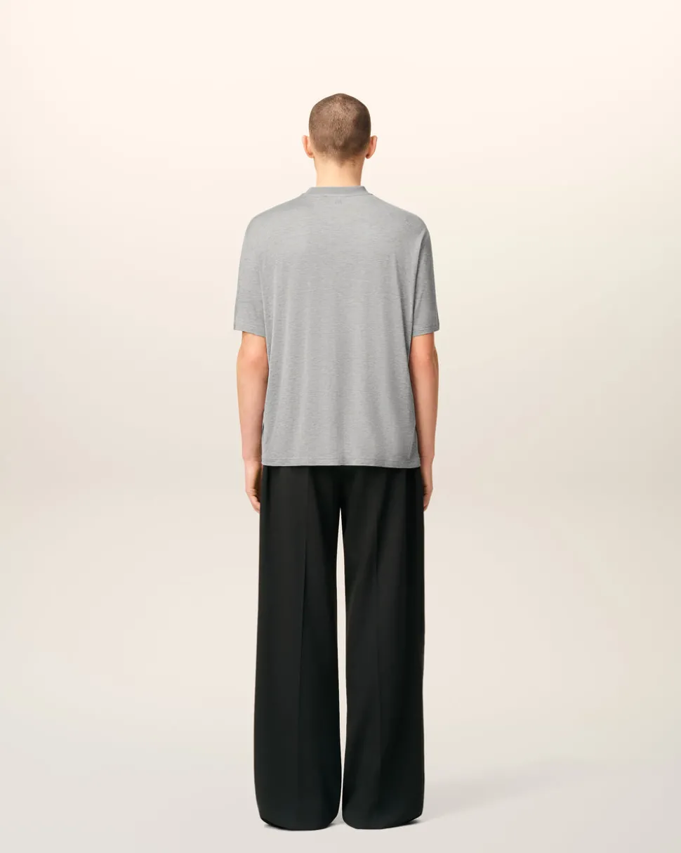 T-shirt Gris Manches Courtes En Coton