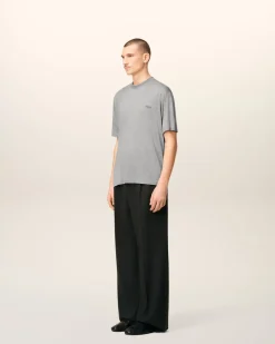 T-shirt Gris Manches Courtes En Coton