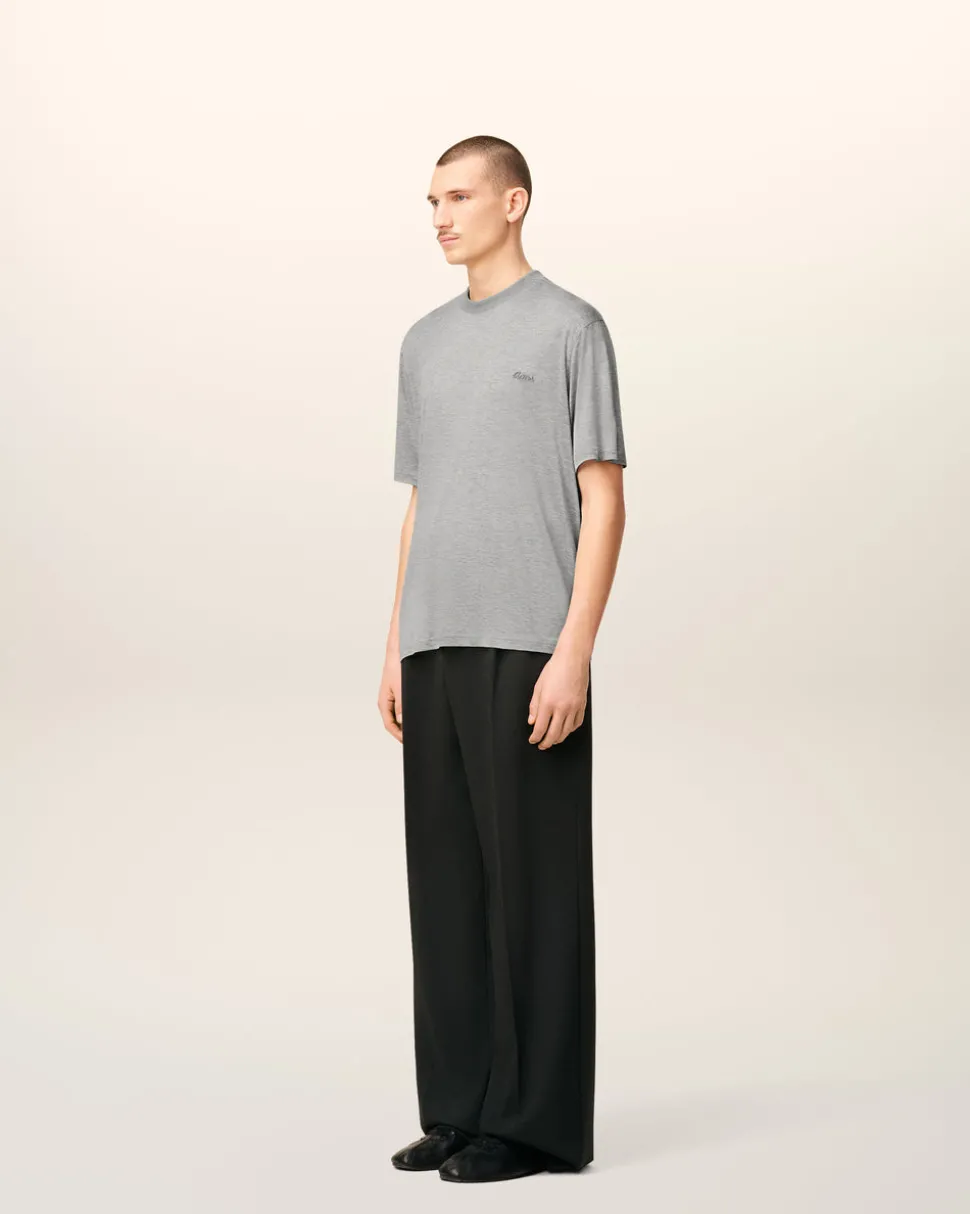 T-shirt Gris Manches Courtes En Coton