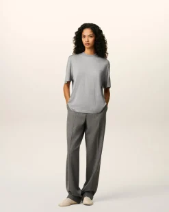 T-shirt Gris Manches Courtes En Coton