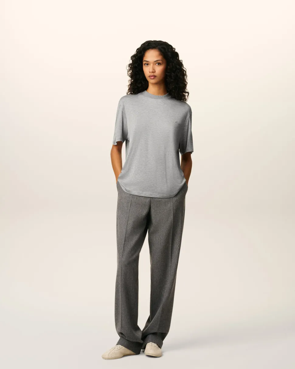 T-shirt Gris Manches Courtes En Coton