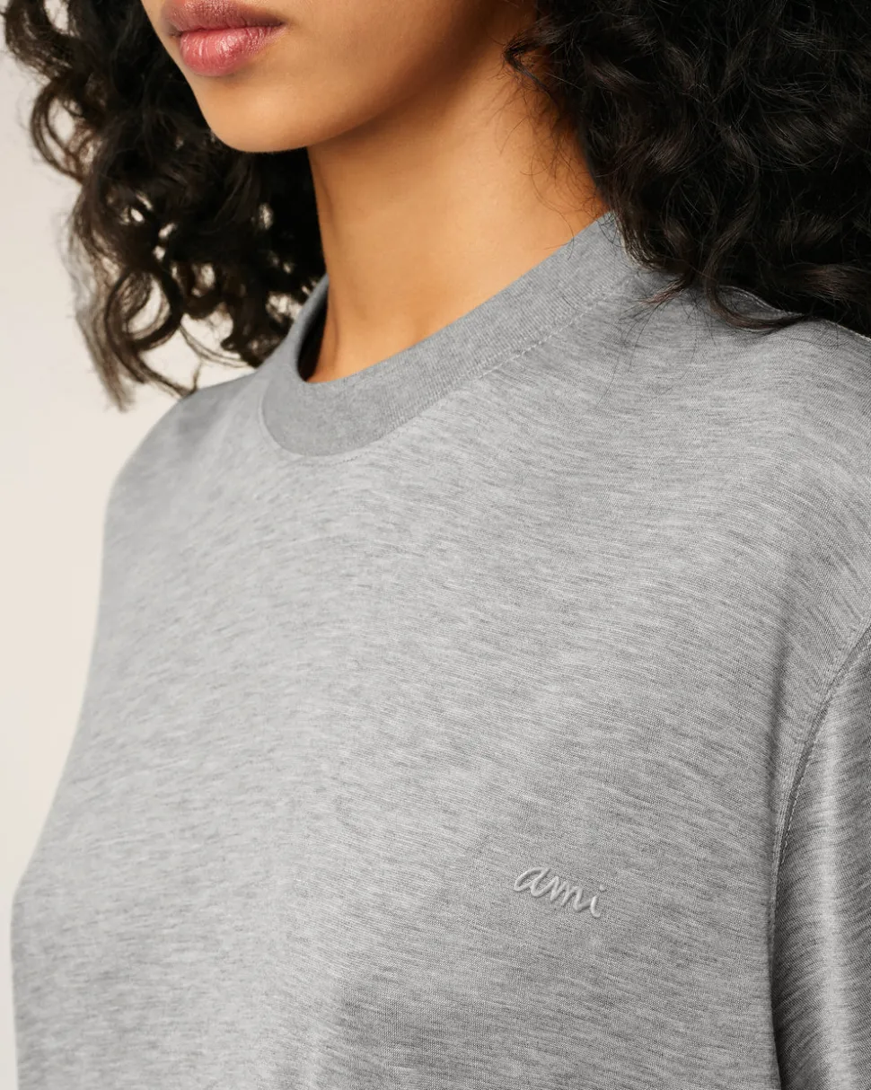 T-shirt Gris Manches Courtes En Coton