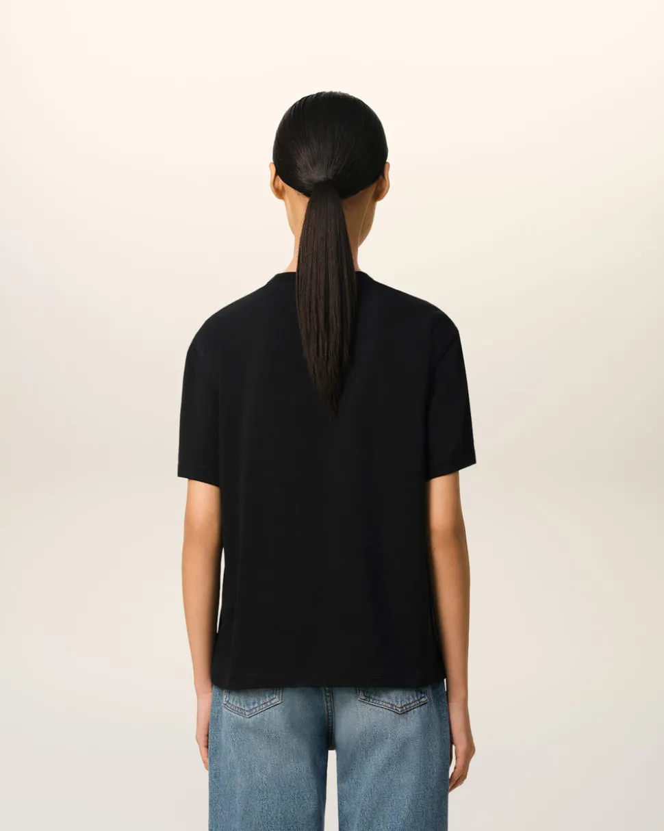 T-shirt Noir Ami De Coeur En Coton Biologique