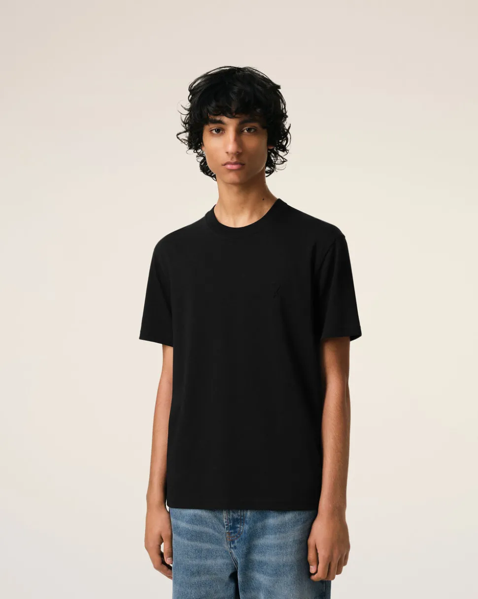 T-shirt Noir Ami De Coeur En Coton Biologique