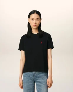 T-shirt Noir Ami De Coeur En Coton Biologique