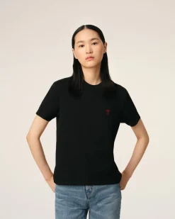 T-shirt Noir Ami De Coeur En Coton Biologique