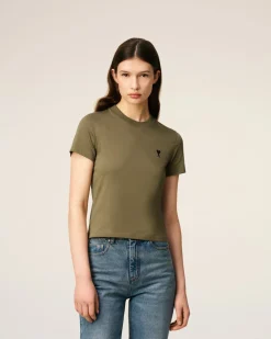 T-shirt Vert Ami De Coeur Croppé En Coton