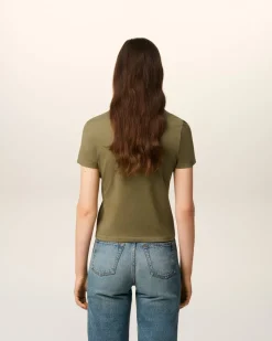 T-shirt Vert Ami De Coeur Croppé En Coton