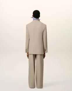 Veste Beige de Tailleur En Laine