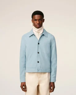 Veste Bleue Boutonnée Ami De Coeur En Cuir