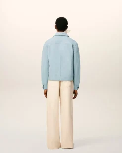 Veste Bleue Boutonnée Ami De Coeur En Cuir