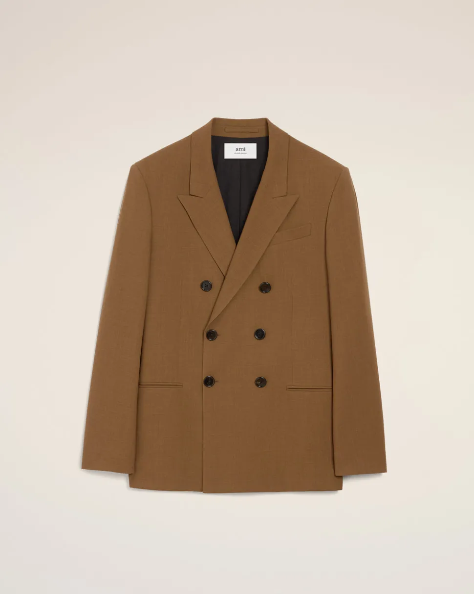 Veste Croisée Marron En Laine