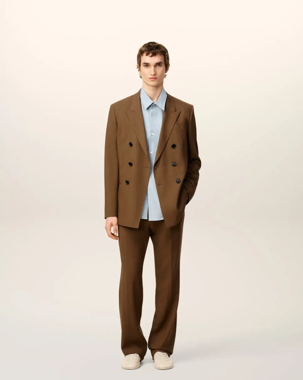 Veste Croisée Marron En Laine