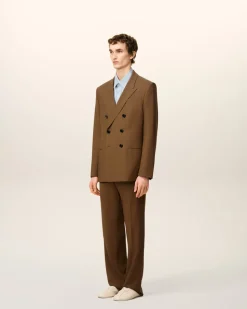 Veste Croisée Marron En Laine