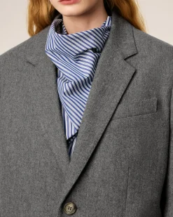 Veste Grise Ample Deux Boutons En Laine