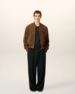 Veste Marron Zippée En Cuir