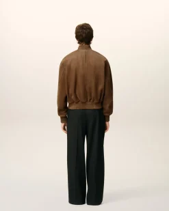 Veste Marron Zippée En Cuir