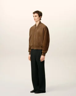 Veste Marron Zippée En Cuir