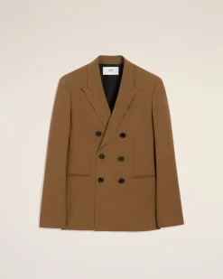 Veste Marron Croisée 6 Boutons En Laine