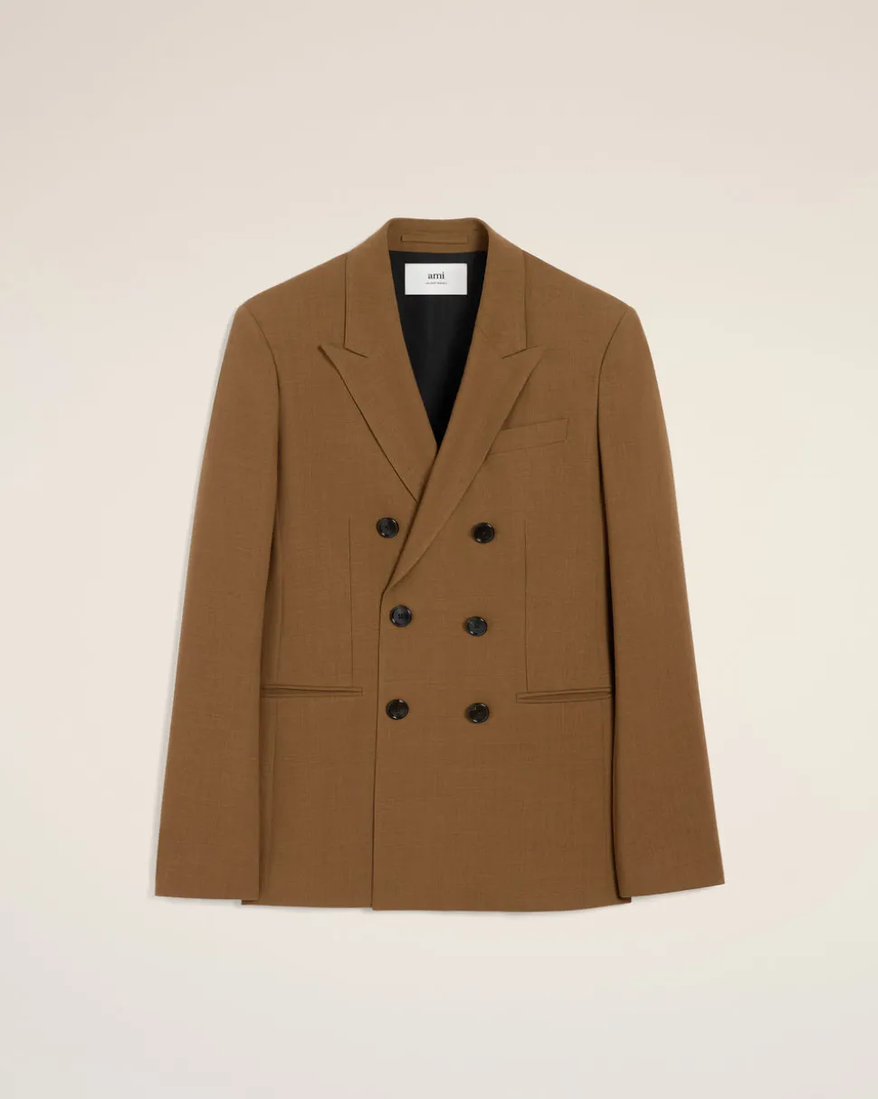 Veste Marron Croisée 6 Boutons En Laine