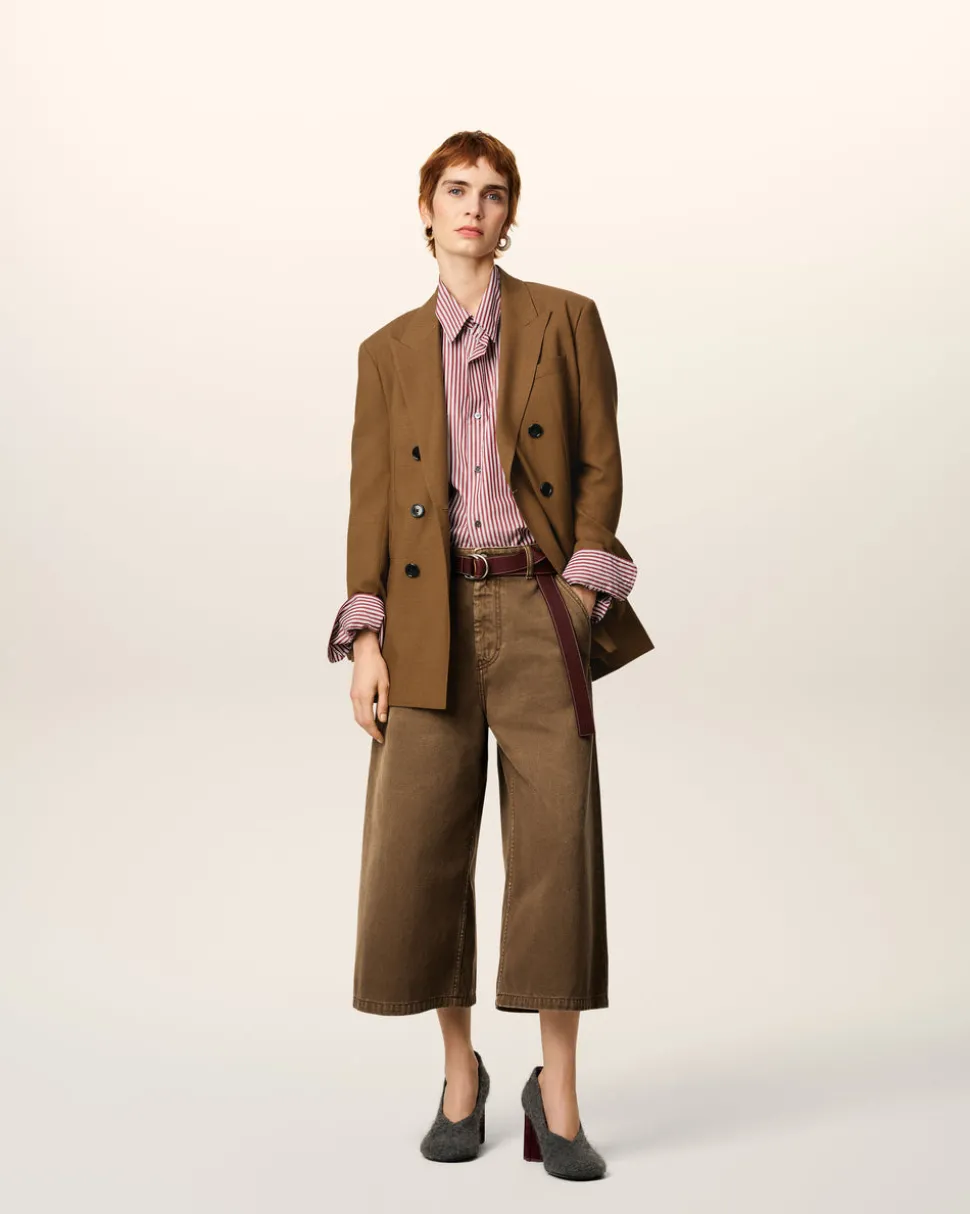 Veste Marron Croisée 6 Boutons En Laine