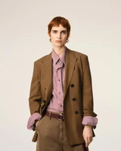 Veste Marron Croisée 6 Boutons En Laine