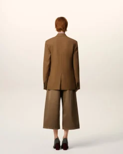 Veste Marron Croisée 6 Boutons En Laine