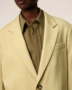 Veste Verte Ample Deux Boutons En Laine