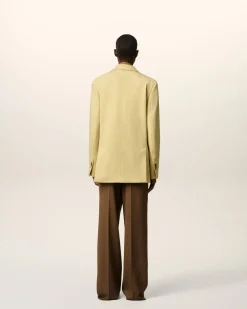 Veste Verte Ample Deux Boutons En Laine